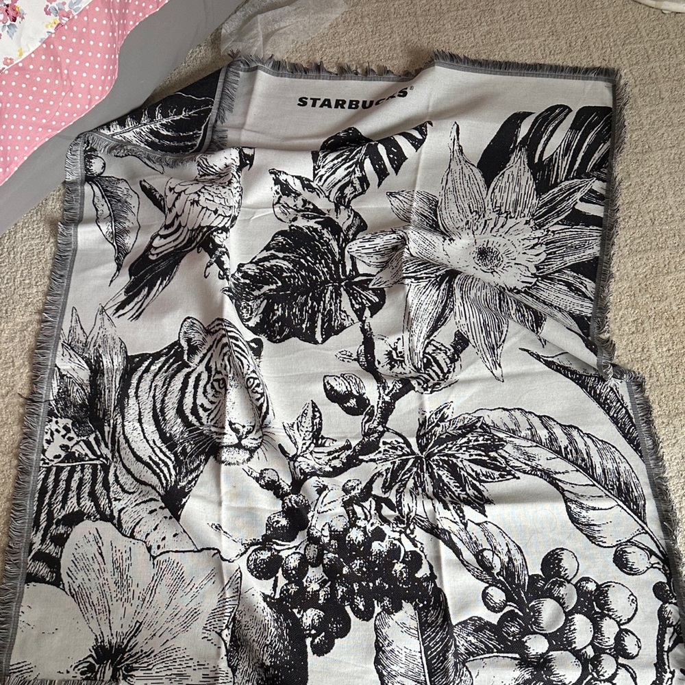 Starbucks Monochrome Botanical and Tiger Throw